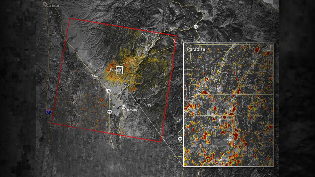 News | Updated Nasa Damage Map Of Camp Fire From Space - California Fire Heat Map