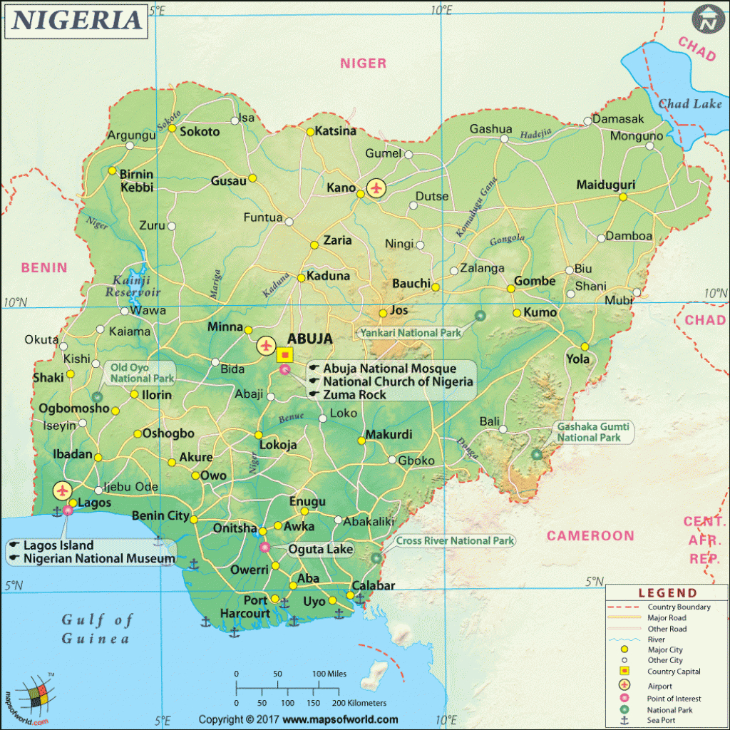 Printable Map Of Nigeria Printable Maps