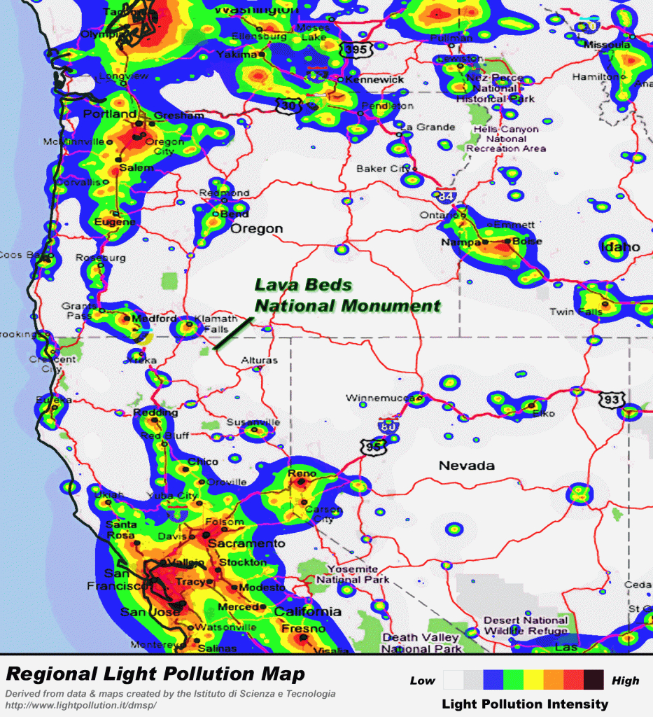 Night Sky Maps And Images - Lava Beds National Monument (U.s. - Light Pollution Map California