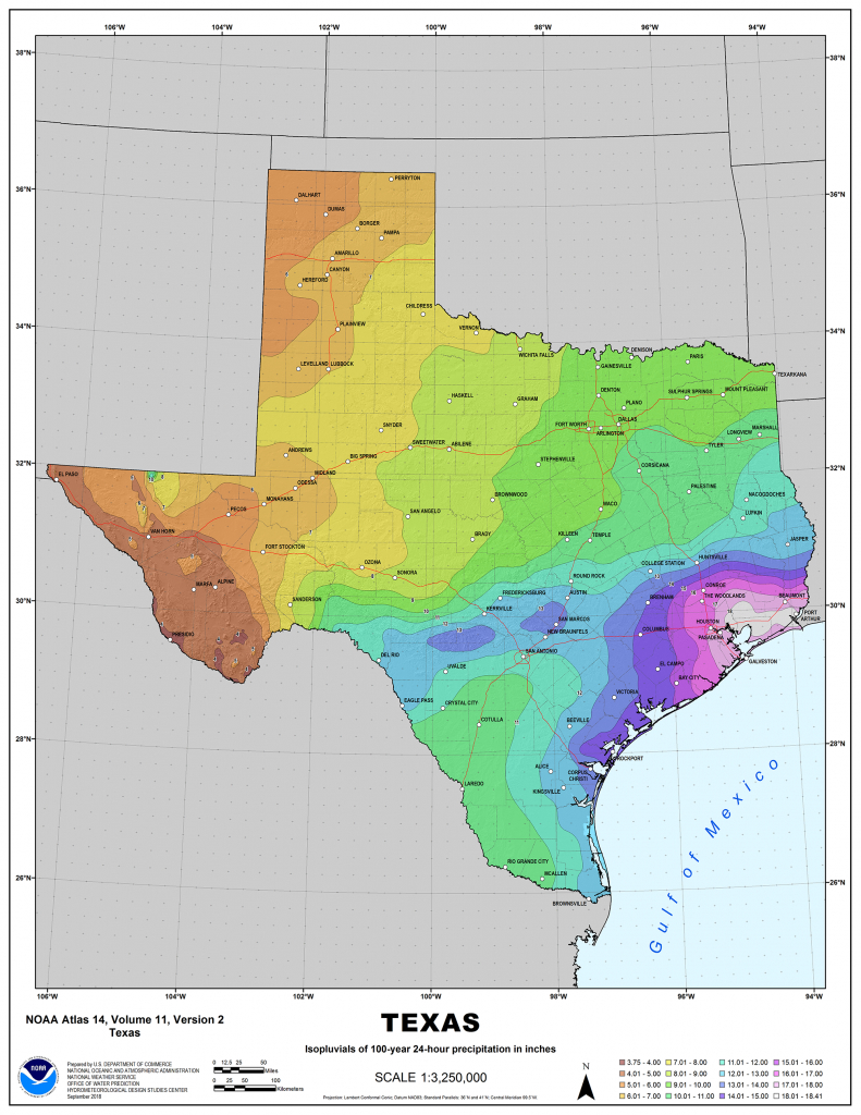 Noaa Updates Texas Rainfall Frequency Values | National Oceanic And - 100 Year Floodplain Map Texas