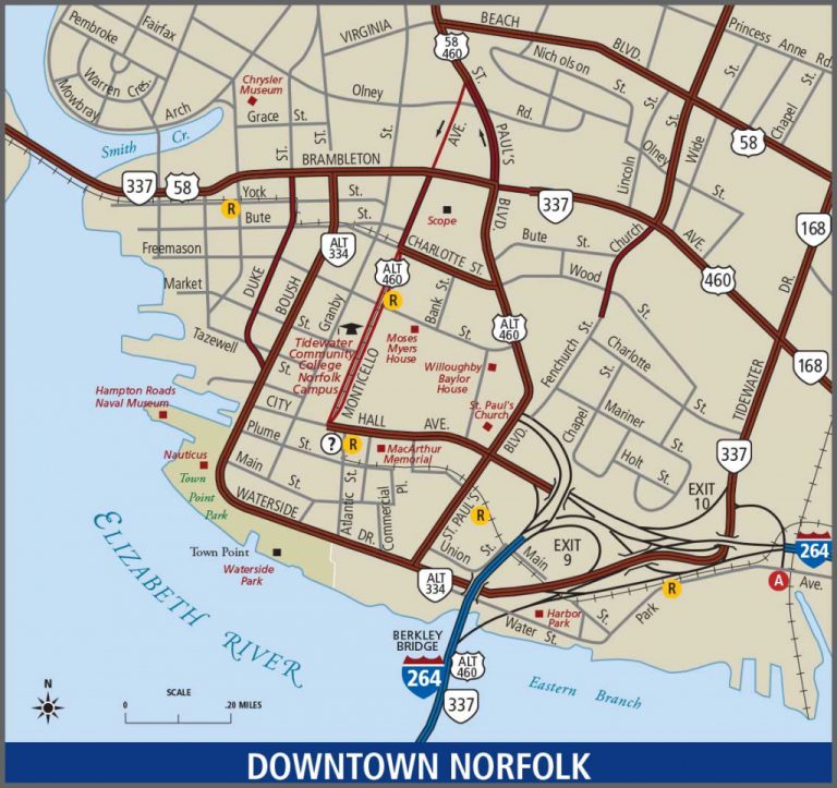 Norfolk - Downtown Map - Printable Map Of Norfolk Va | Printable Maps