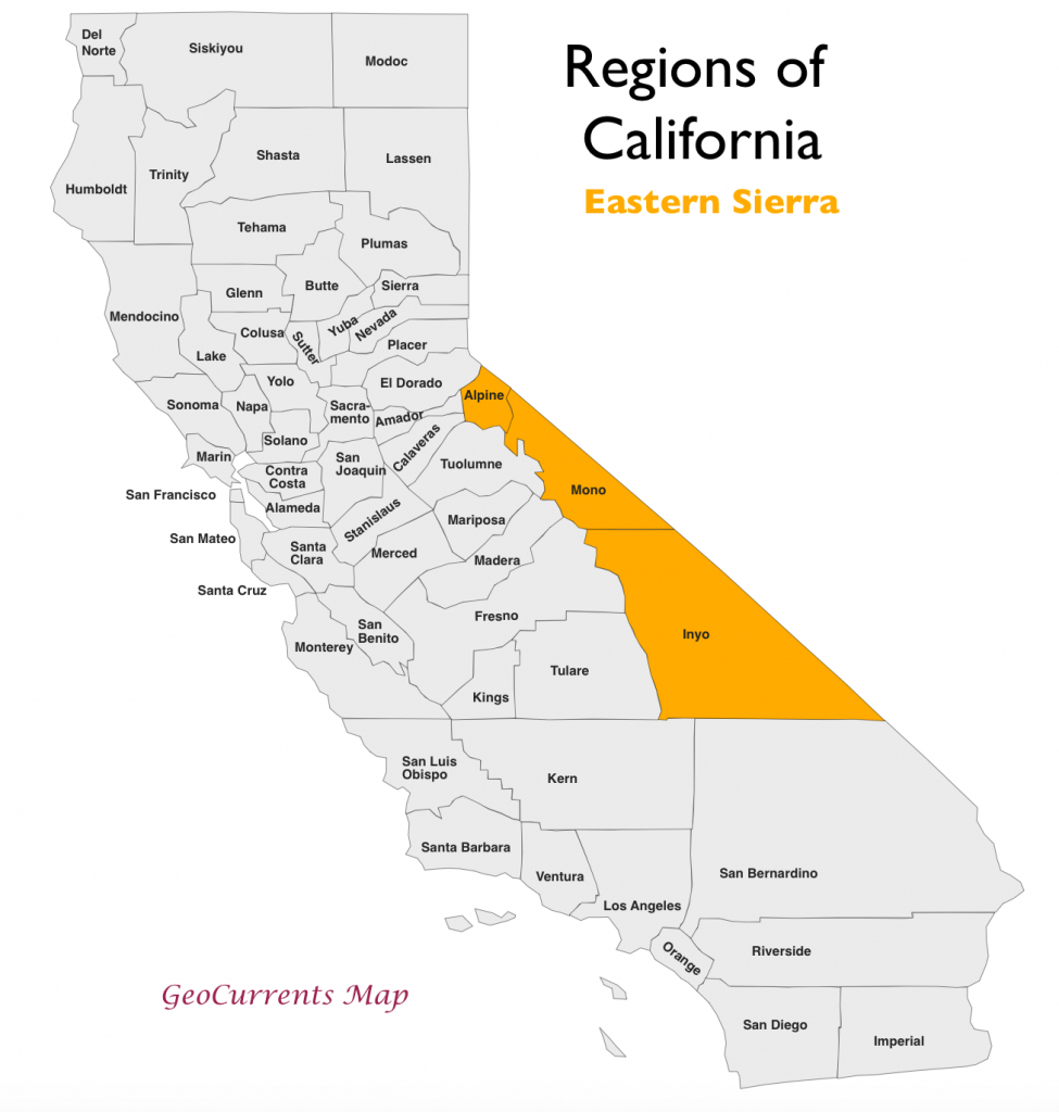 North America - Map Eastern Sierras California