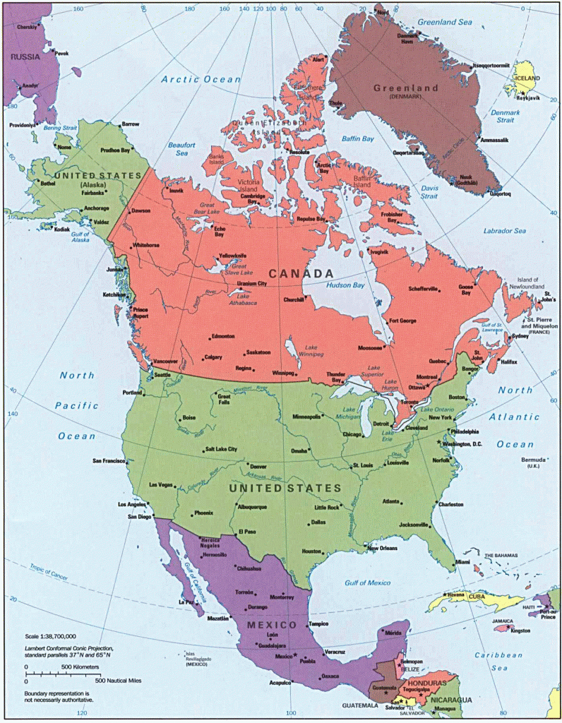 North America Political Map, North America Atlas - North America Political Map Printable