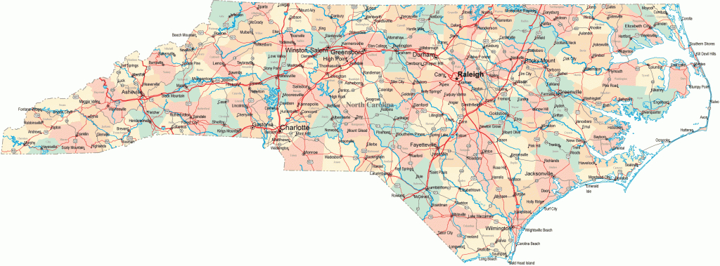 North Carolina Map - Free Large Images | Pinehurstl In 2019 | North - Printable Map Of North Carolina
