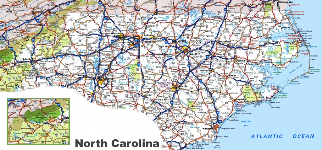 North Carolina Road Map - Printable Map Of North Carolina