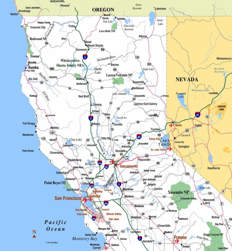 Northern California - Aaccessmaps - Detailed Road Map Of Northern ...