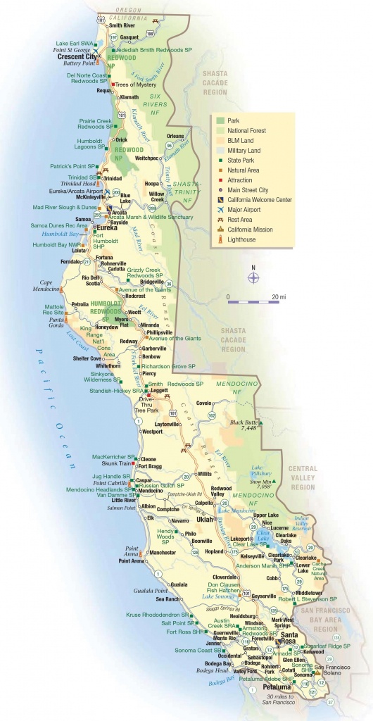 Northern California Coast Map With Cities – Map Of Usa District - Map Of Northern California Coast