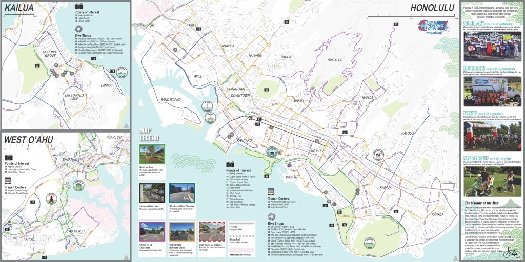 Oahu Bike Map - Hawaii Bicycling League - Printable Map Of Waikiki