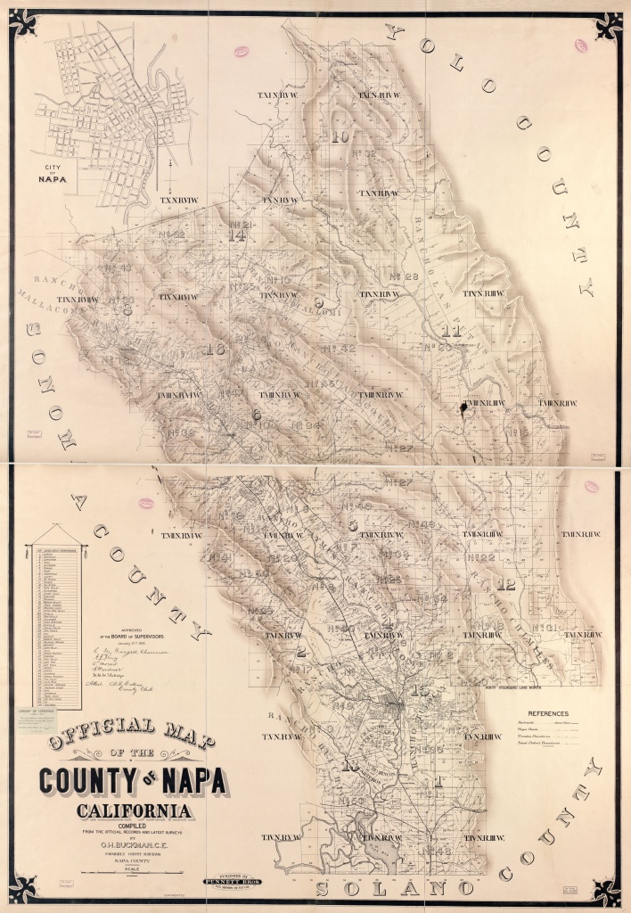 Official Map Of The County Of Napa, California : Compiled From The - California Township And Range Map
