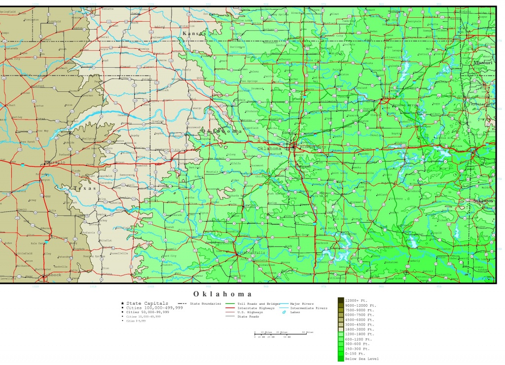 Oklahoma Elevation Map - Printable Map Of Norman Ok