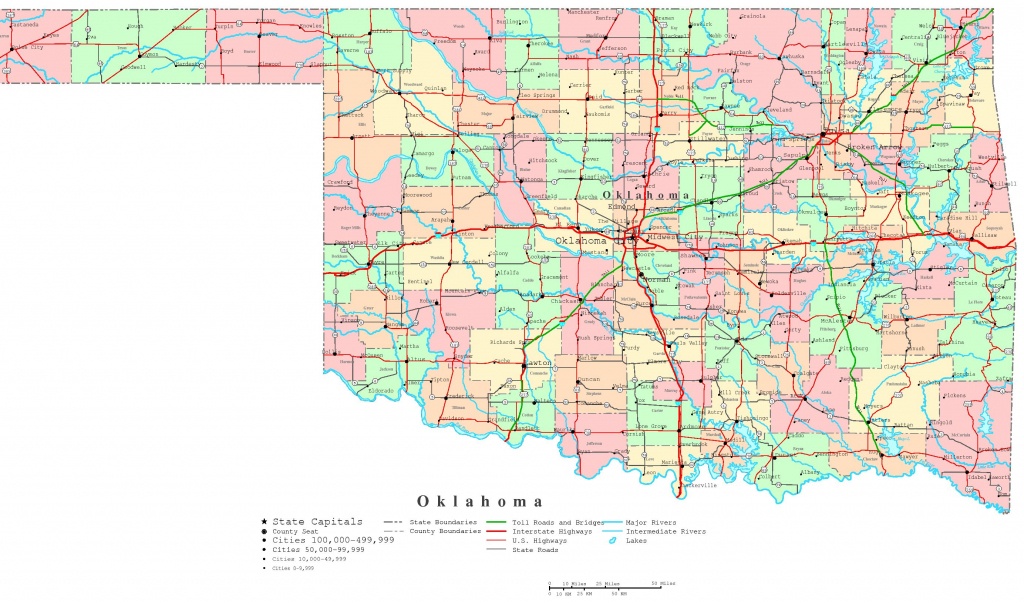 Oklahoma Printable Map - Oklahoma State Map Printable