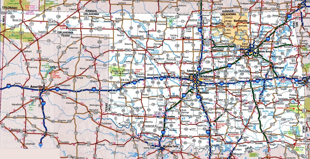 Oklahoma Road Map Map Of North Texas And Oklahoma Printable Maps   Oklahoma Road Map Map Of North Texas And Oklahoma 1024x525 