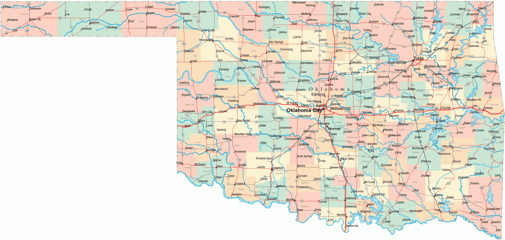 Oklahoma Road Map - Ok Road Map - Oklahoma Highway Map - Printable Map Of Oklahoma