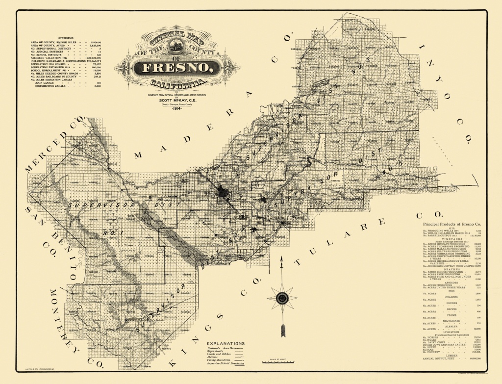 Old County Map - Fresno California - 1914 - Fresno California Map