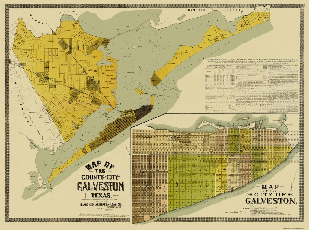 Old County Map - Galveston Texas Landowner - 1890 - Map Of Galveston Texas