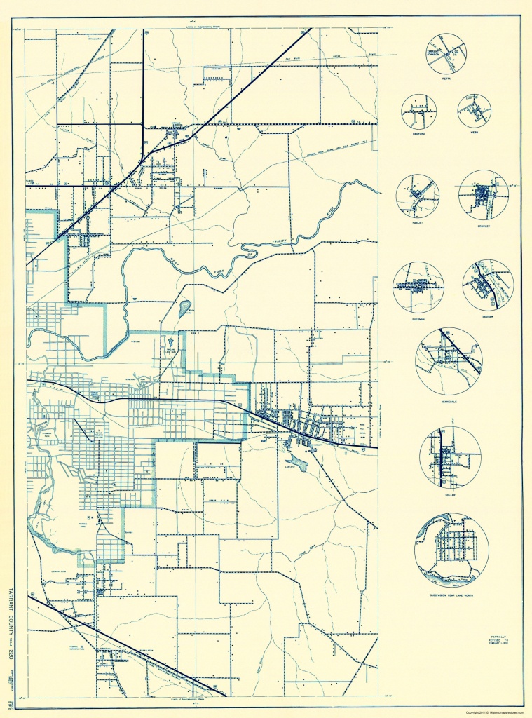 Old County Map - Tarrant Texas - 1936 - Crowley Texas Map