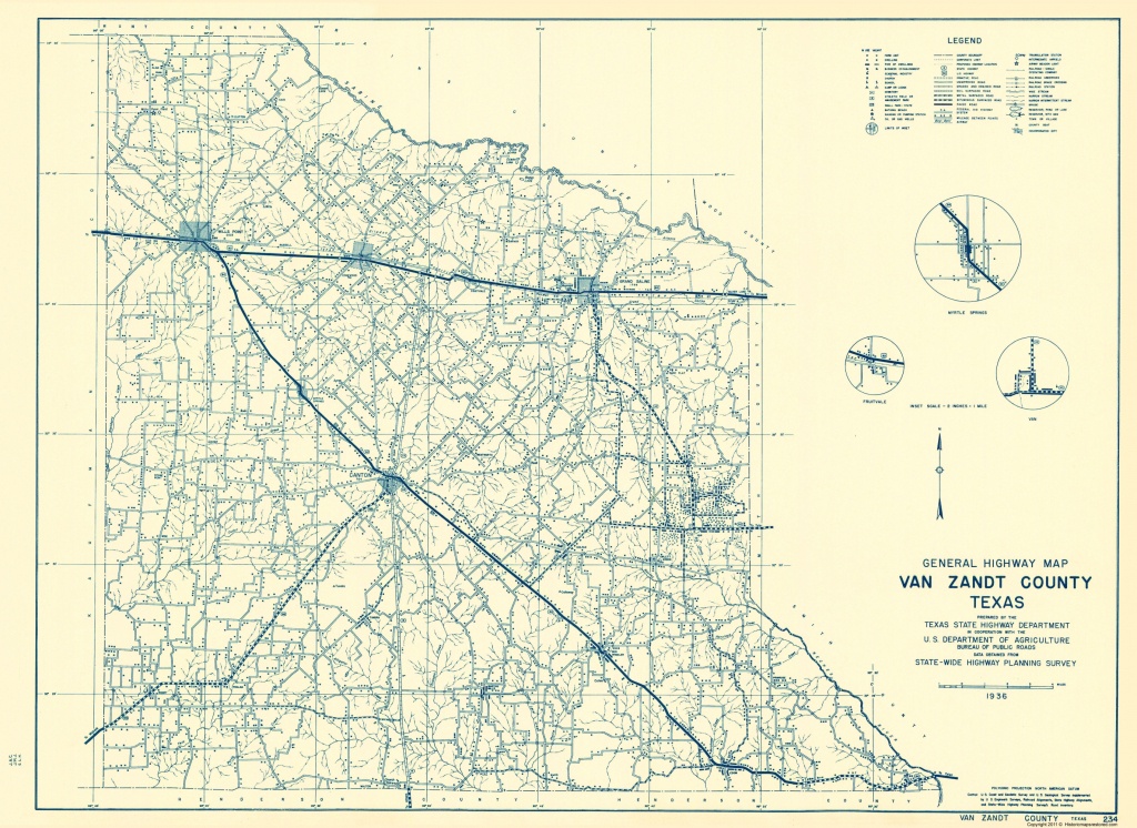 Old County Map - Van Zandt Texas - Highway Dept 1936 - Van Zandt County Texas Map