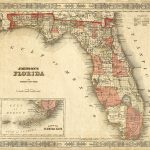 Old Florida Map 1863 Johnson's Map Of Florida Restoration Style   Antique Florida Maps For Sale
