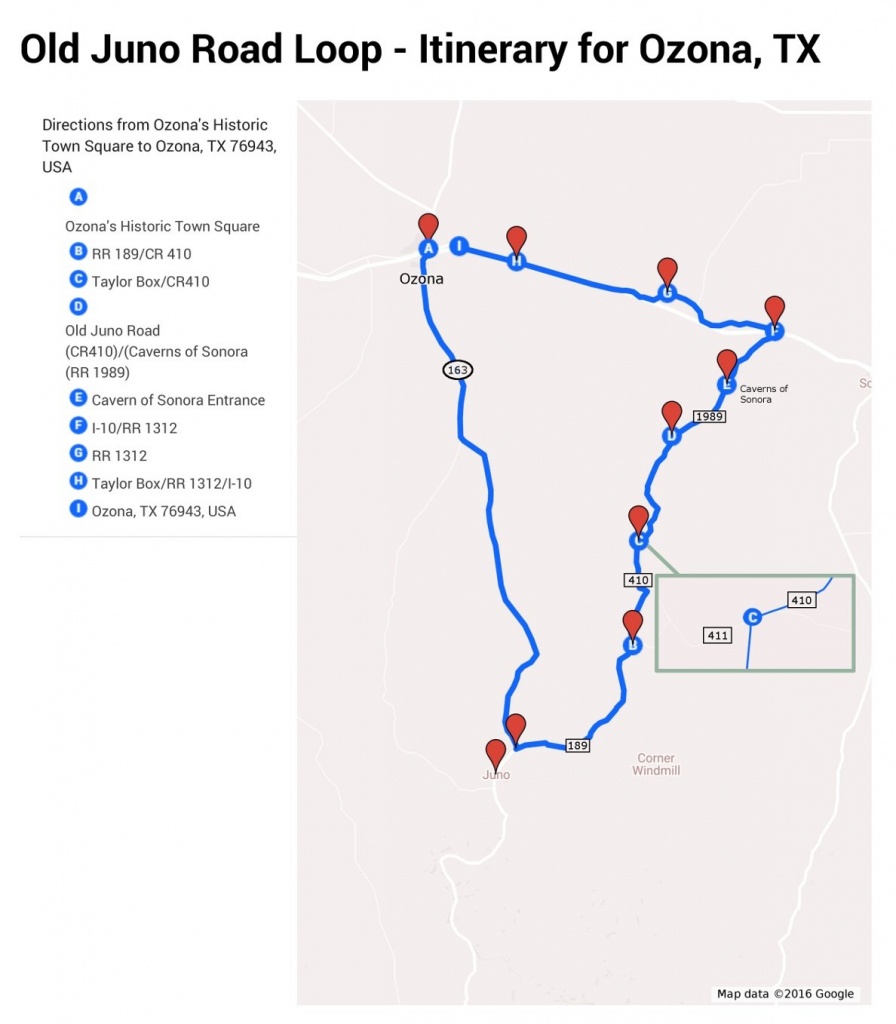 Old Juno Road Itinerary :: Ozona, Texas - Ozona Texas Map