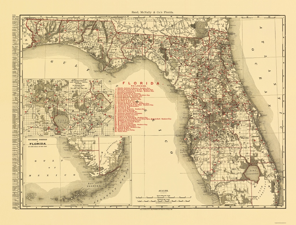 Old State Map - Florida - Rand Mcnally 1900 - Old Florida Maps Prints