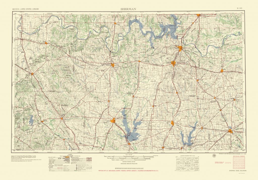 Old Topographical Map - Sherman Texas 1954