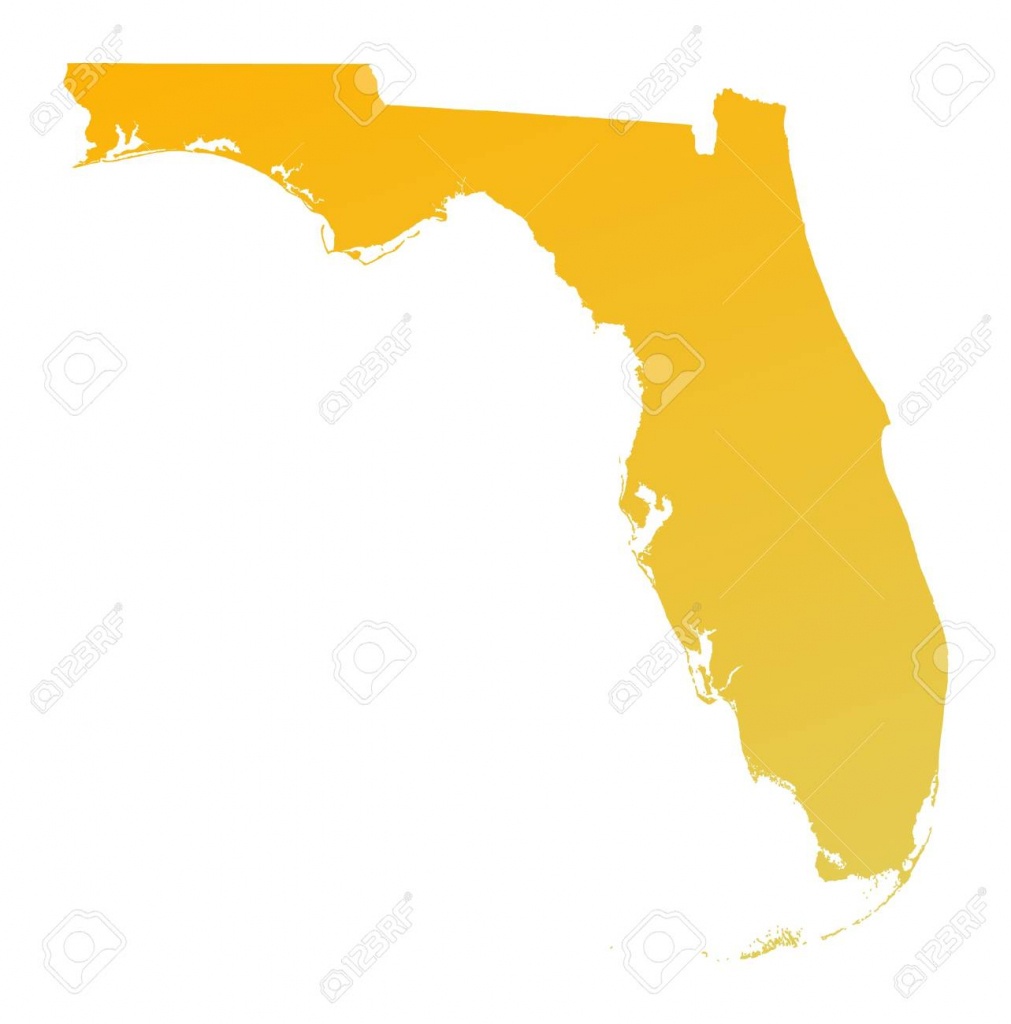 Orange Gradient Florida Map, Usa. Detailed, Mercator Projection - Orange Florida Map