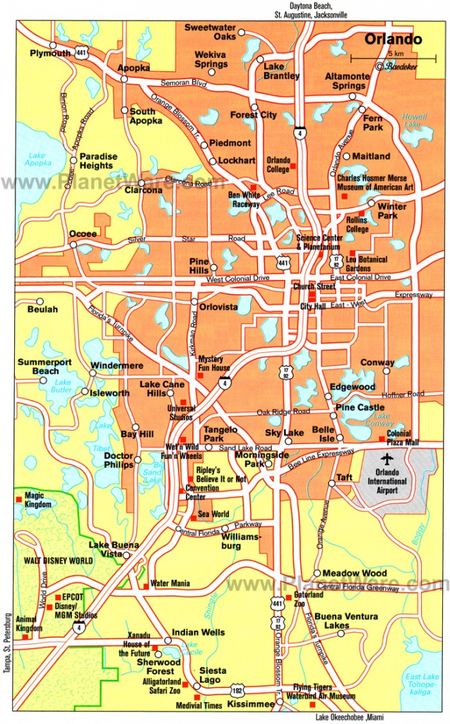 Orlando Cities Map And Travel Information | Download Free Orlando - Detailed Map Of Orlando Florida
