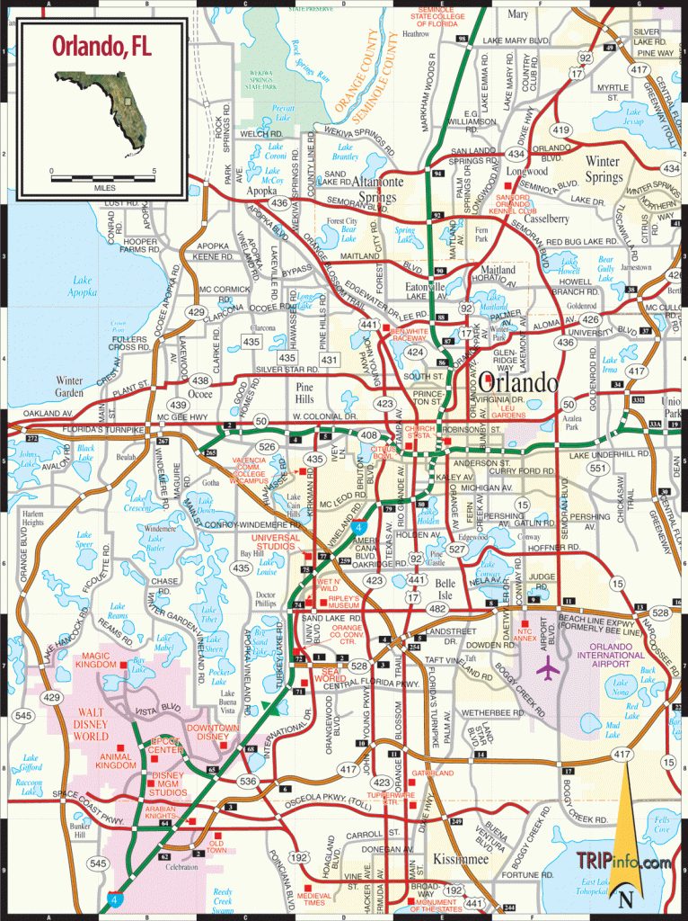 Orlando Road Map - Road Map Of Central Florida | Printable Maps