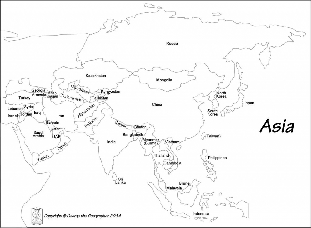 Outline Map Of Asia With Countries Labeled Blank For | Passport Club - Free Printable Map Of Asia