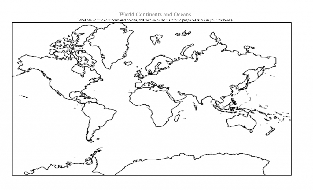 Outline Map Of Continents And Oceans With Printable Map Of The World - Printable Map Of Oceans And Continents