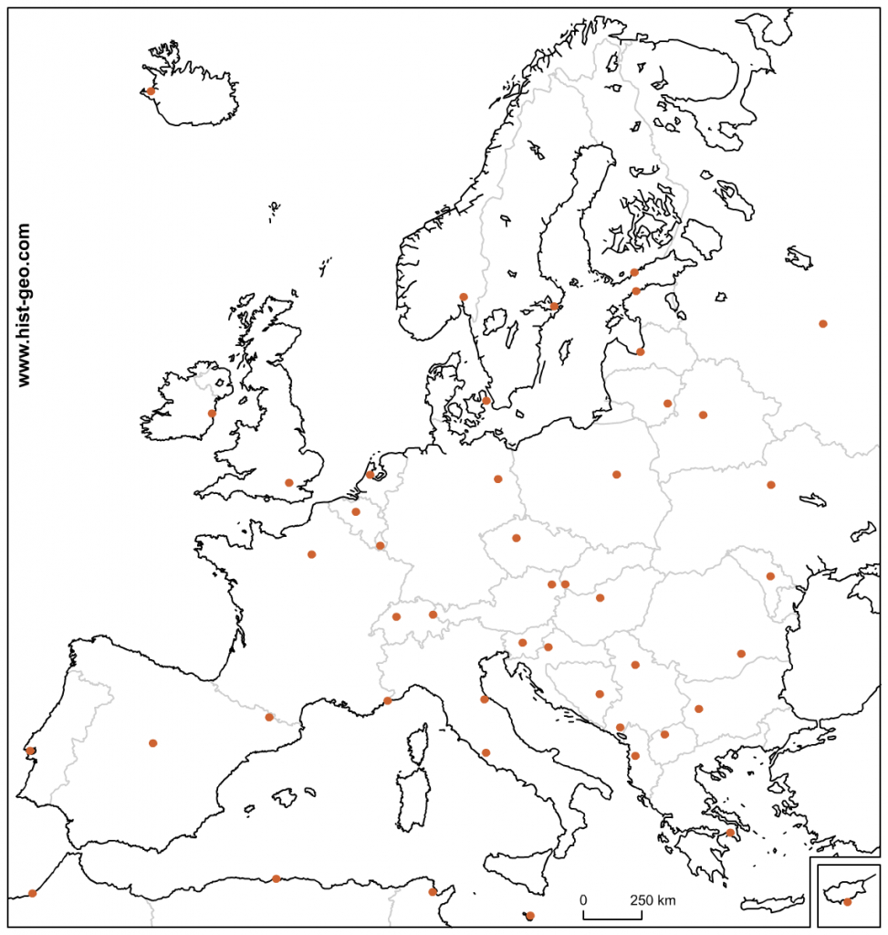 Outline Map Of Europe (Countries And Capitals) - Printable Blank Map Of European Countries