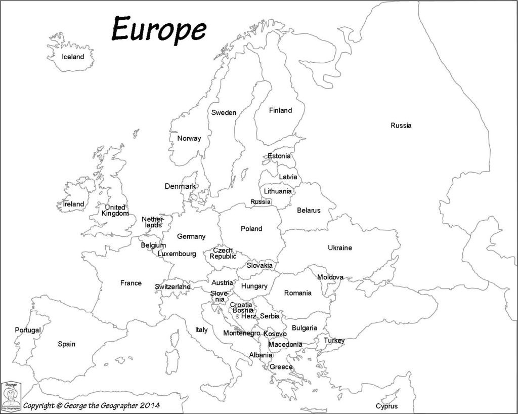 Outline Map Of Europe Political With Free Printable Maps And For - Europe Outline Map Printable