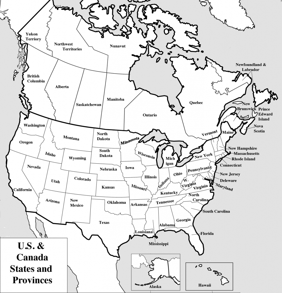 Outline Map Of Us And Canada Printable Mexico Usa With Geography - Printable Map Of America