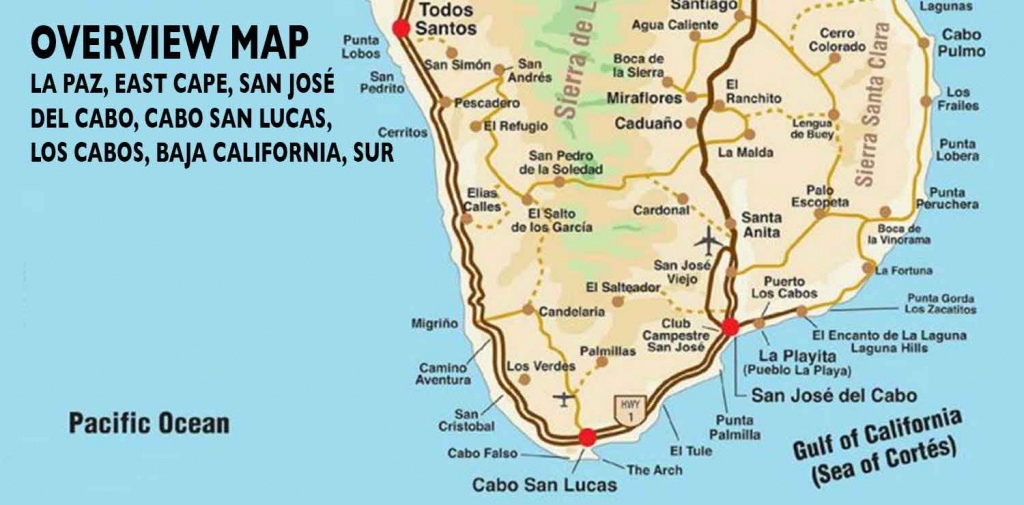 Overview Map Of Southern Baja - Los Cabos Guide - La Paz Baja California Map