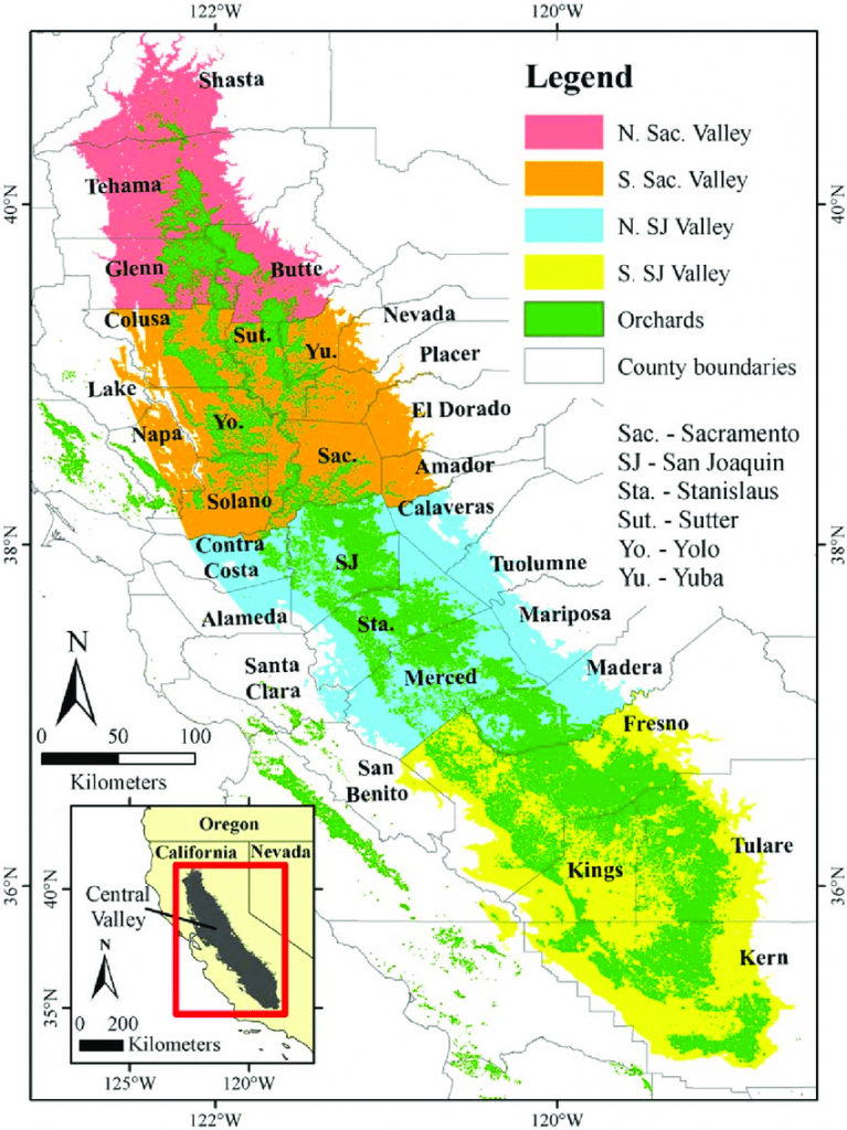 Overview Of California&amp;#039;s Central Valley, Showing The Distribution Of - Chill Hours Map California