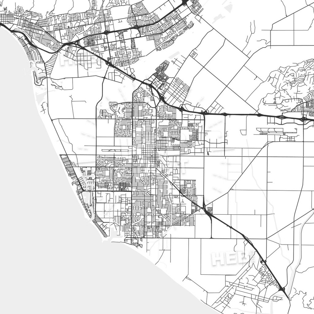 Oxnard, California - Area Map - Light | Hebstreits Sketches - Oxnard California Map
