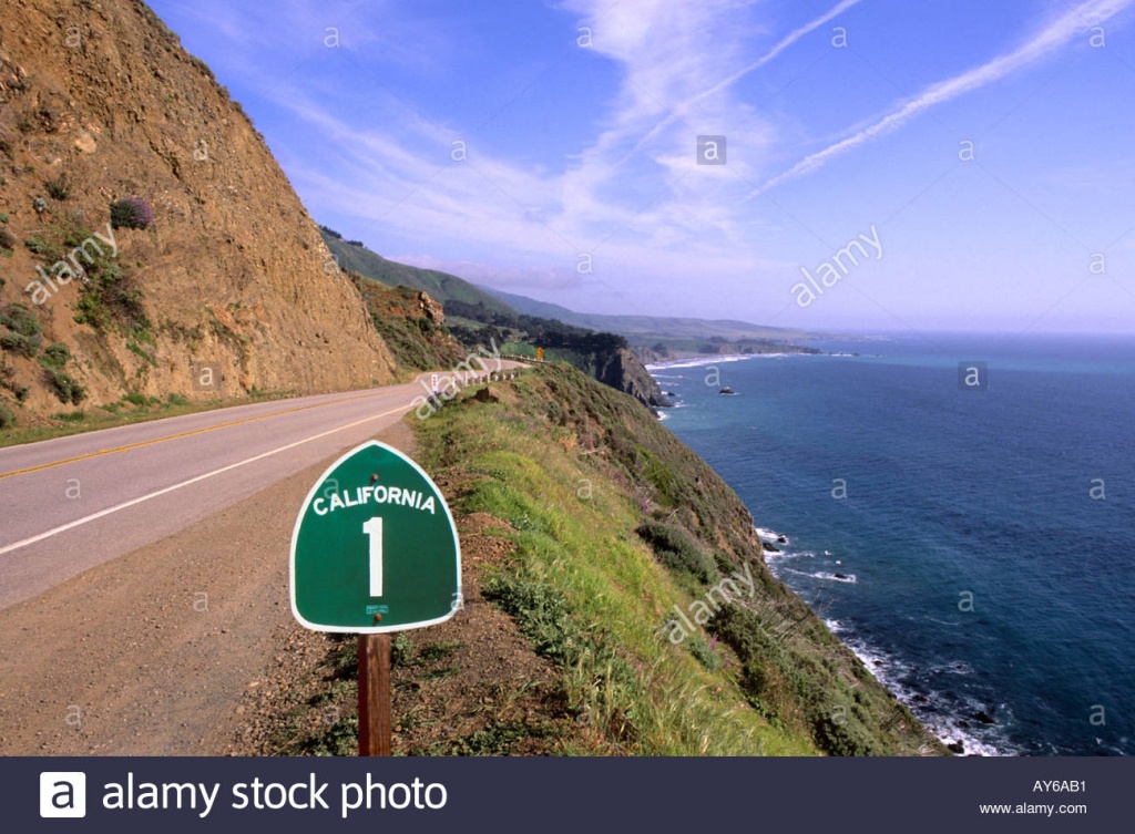 Pacific Coast Highway California Route 1 Scenic Near Big Sur Stock - California Highway 1 Scenic Drive Map