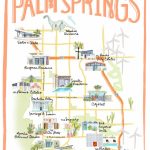 Palm Springs California Illustrated Travel Map Print Of Watercolor   Map Of California Showing Palm Springs