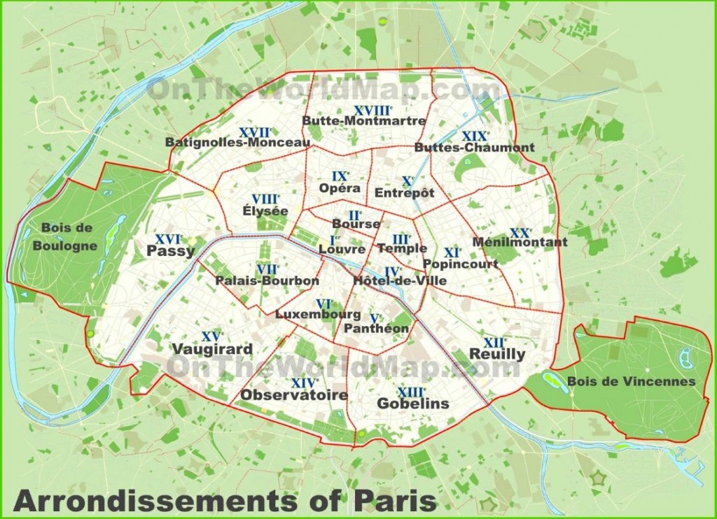 Paris Arrondissements Map - Printable Map Of Paris Arrondissements