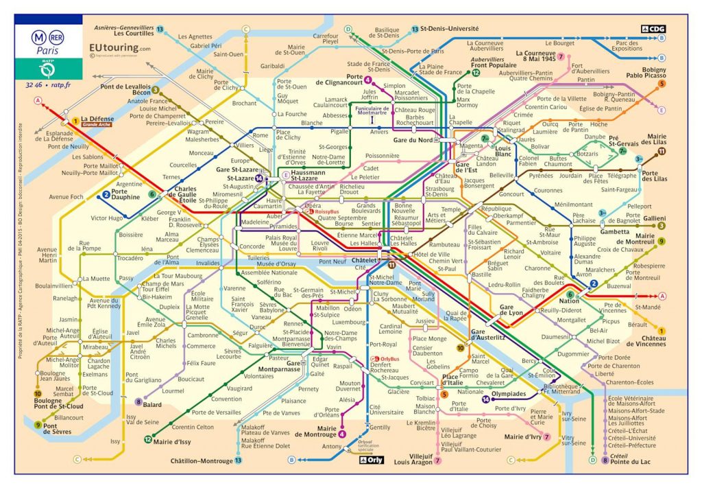 Paris Metro Maps Plus 16 Metro Lines With Stations - Update 2019 ...