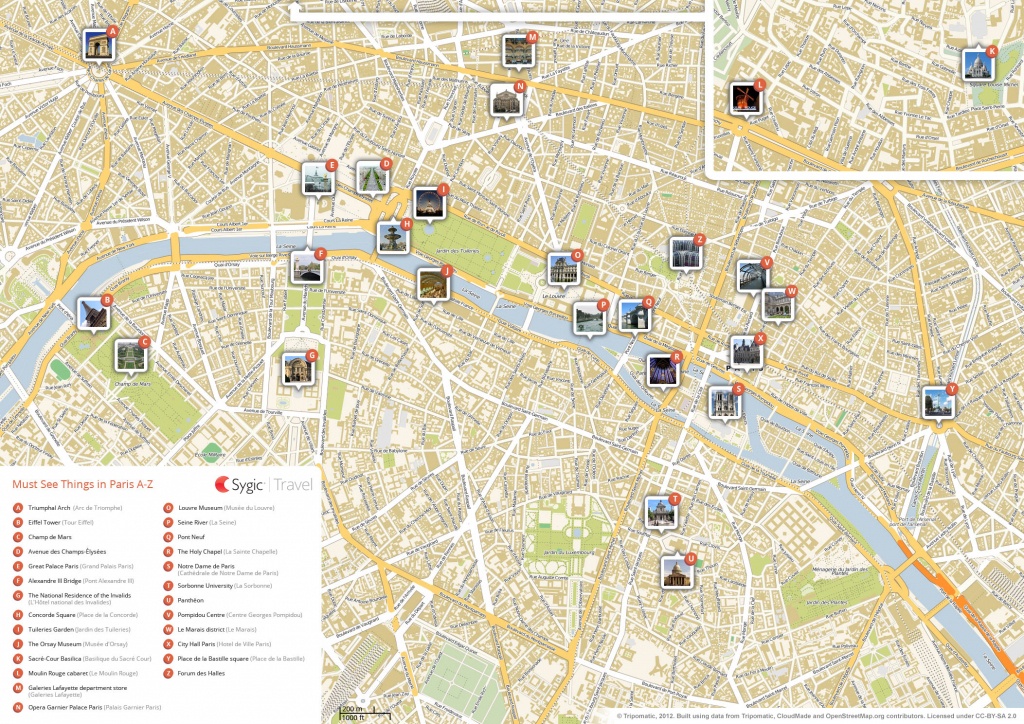 Paris Printable Tourist Map | Sygic Travel - Paris City Map Printable