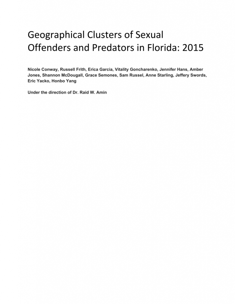 Pdf) Geographic Clusters Of Sexual Predators And Offenders In Florida - Map Of Sexual Predators In Florida