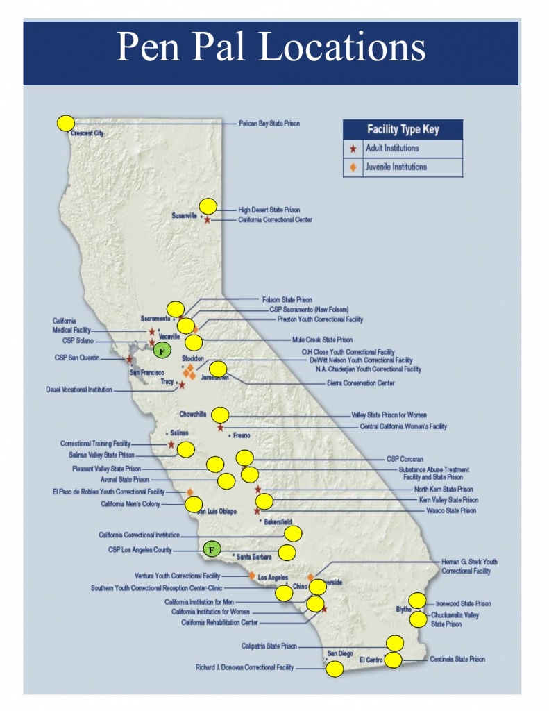 Pen Pal Inmates Locations - Prison Pen Pal Ministry - Ministries - California Prisons Map