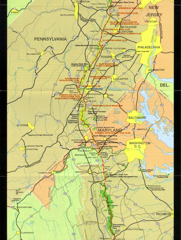 Pennsylvania To Shenandoah | Maps | Appalachian Trail, Appalachian ...