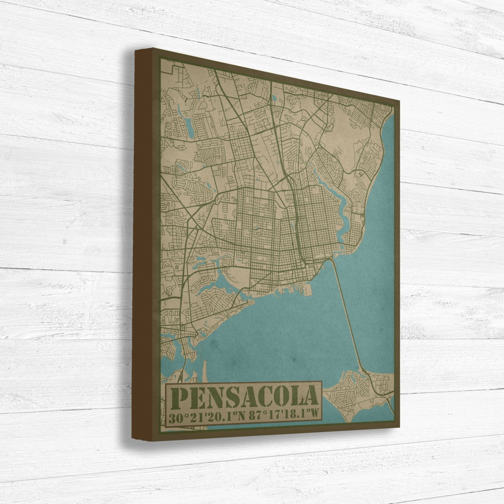 Pensacola Florida City Street Map Print, Pensacola City Map Print - Printable Map Of Pensacola Florida