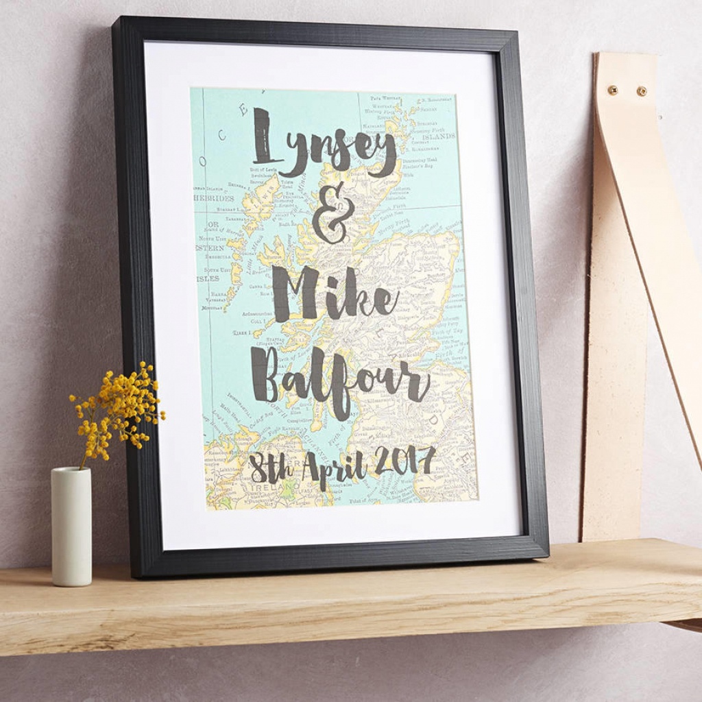 Personalised Map Print With Couple&amp;#039;s Names - Printable Maps For Wedding Invitations Free