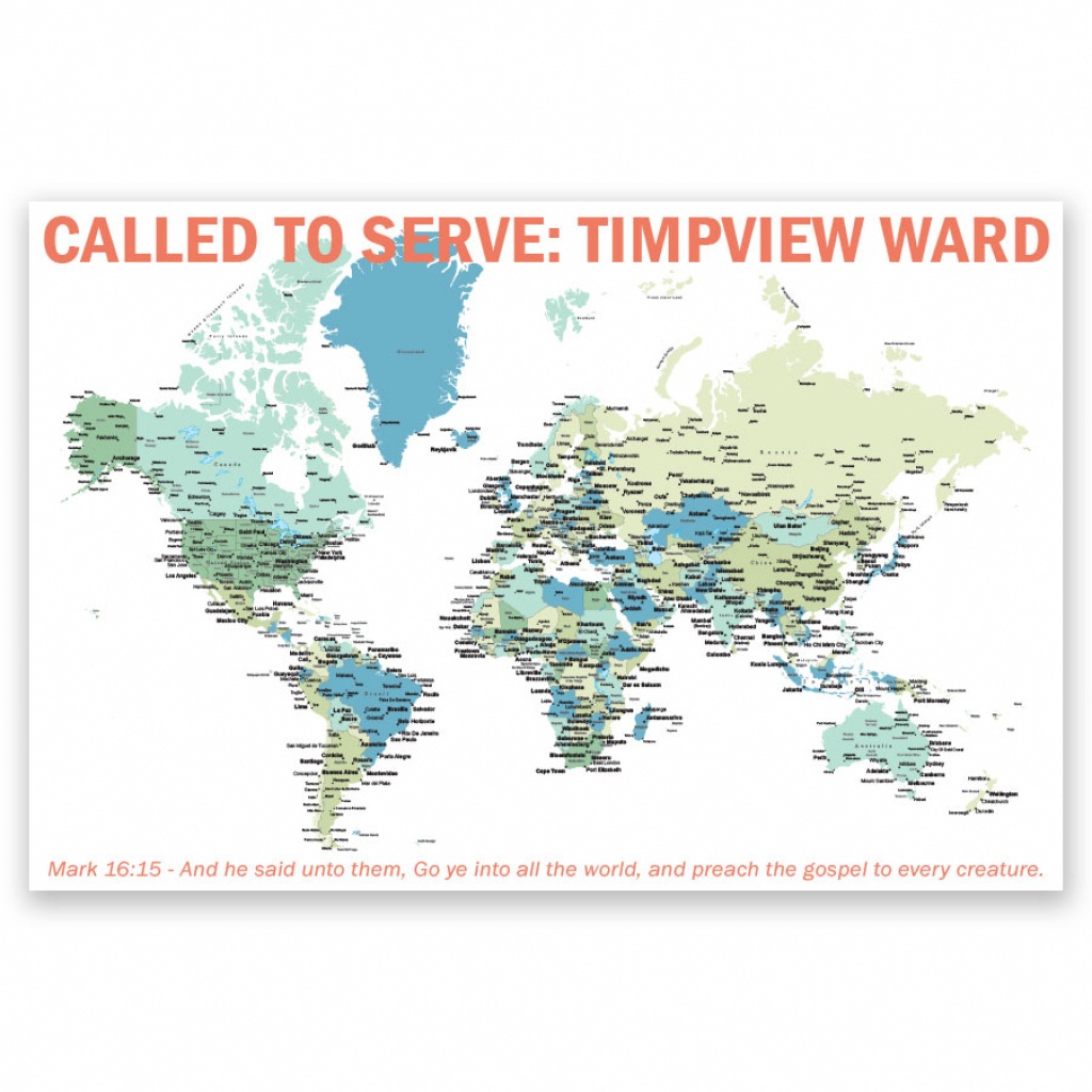 Personalized Lds World Mission Map Poster In Mission Map Posters - California Lds Missions Map