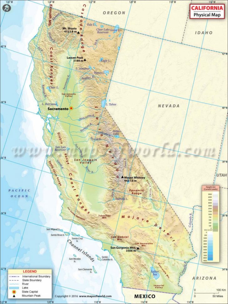 Physical Map Of California - Southern California Rivers Map | Printable ...