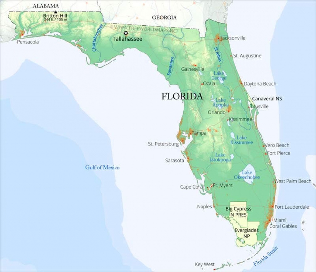 Physical Map Of Florida - Mexico Florida Map