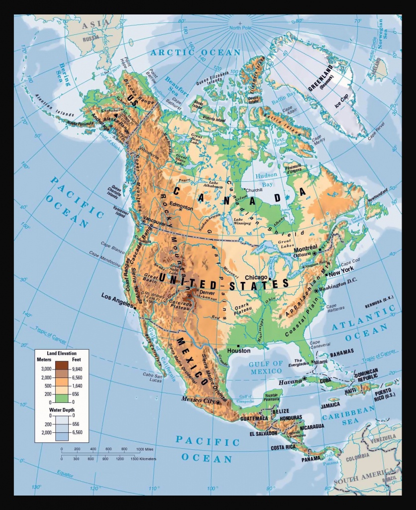 Physical Map Of North America. North America Physical Map | Vidiani - Printable Physical Map Of North America